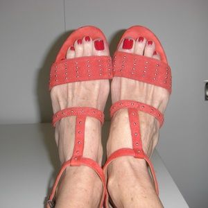 EUC Calvin Klein Divina red suede sandals,sz 7 1/2